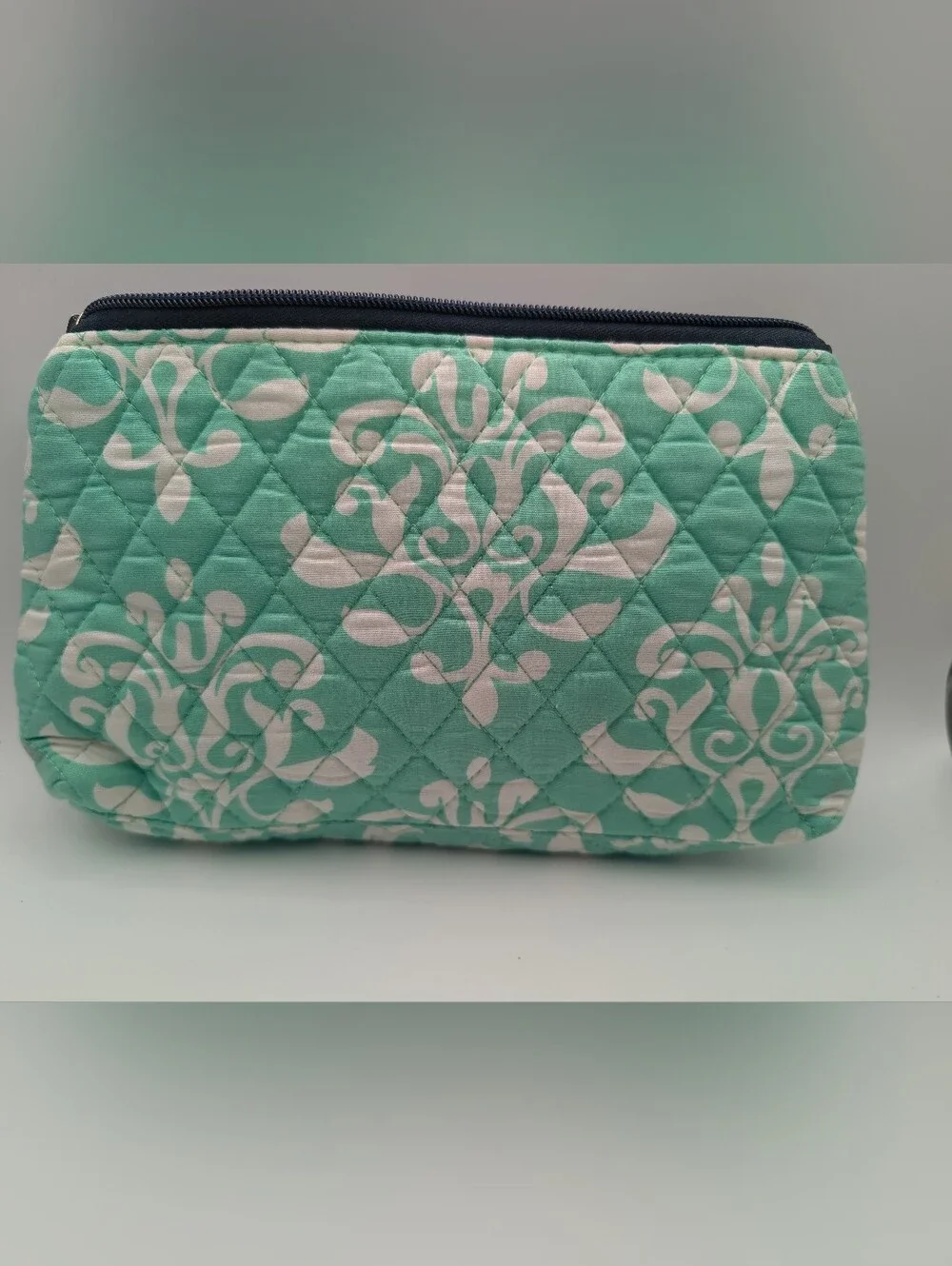 N.Gil Quilted Teal Makeup Bag Travel Overnight Midsize EUC
